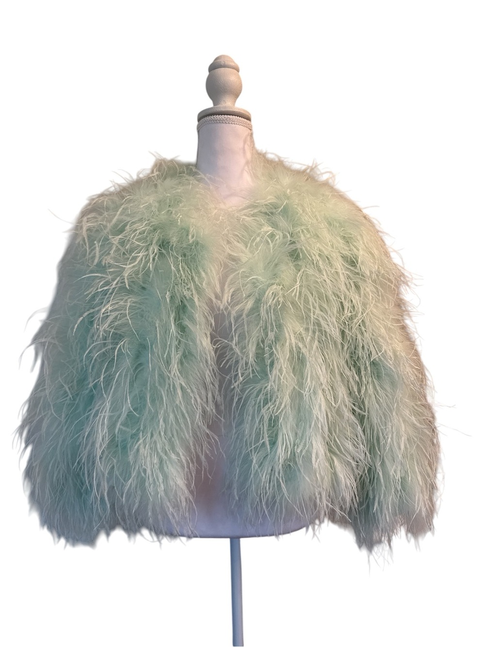 Alice + Olivia Mint Green Feathered Jacket